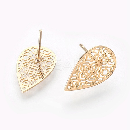 Brass Stud Earrings X-KK-S345-277G-1