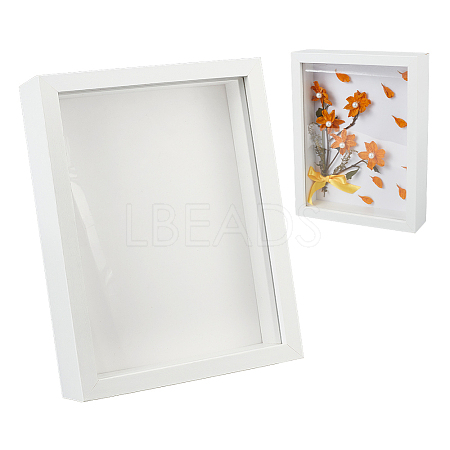 Wood with Paper Dried Flower Photo Frame AJEW-WH0314-109B-1