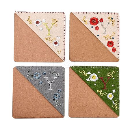 4Pcs Letter Personalized Hand Embroidered Corner Bookmarks JX587Y-1