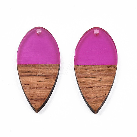 Transparent Resin & Walnut Wood Pendants RESI-N025-031-C05-1