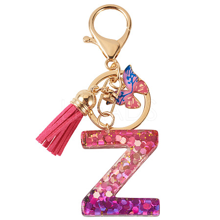 Alloy Resin Butterfly Keychains KEYC-TADJ0002-02G-Z-1
