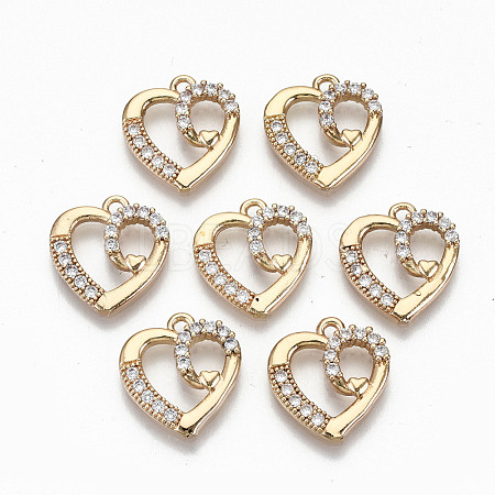 Brass Micro Pave Cubic Zirconia Pendants KK-S359-057-RS-1
