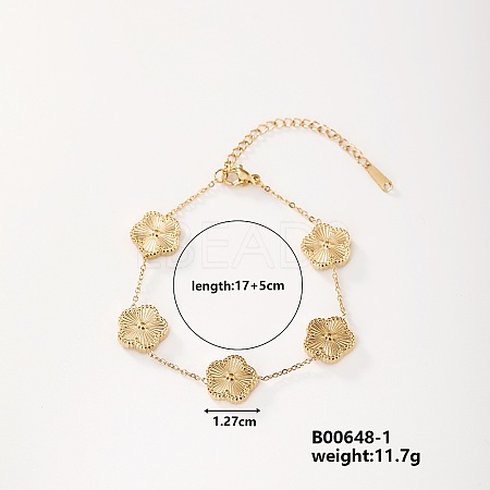 Delicate and Shiny 304 Stainless Steel Flower Bracelet for European and American Fashionistas AF4957-1