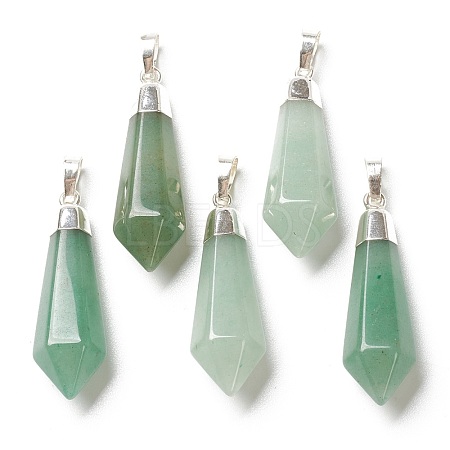 Natural Green Aventurine Pointed Pendants G-P445-E10-1