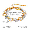 Duo Tone 304 Stainless Steel Rhombus Ring Link Chain Bracelets for Women WGF0DF8-01-1