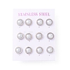 6 Pair Shell Pearl Half Round Stud Earrings EJEW-A067-19P-3