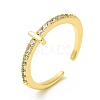 Clear Cubic Zirconia Initial Letter Open Cuff Ring RJEW-H120-09G-I-1