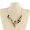 Gemstone Bib Statement Necklaces with Alloy Cabochon Settings and Silver Color Plated Brass Chains  NJEW-R224-07B-B-2