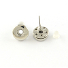Flat Round Brass Snap Stud Earring Making EJEW-R134-13-2