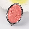 Oval with Lady Head Portrait Resin Links connectors RESI-K003-A-03-3