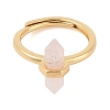 Double Pointed Hexagonal Prism Natural Rose Quartz Adjustable Rings for Women RJEW-G327-01G-04-2