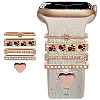5Pcs 5 Style Rectangle Alloy Watch Band Charms Set with Crystal Rhinestone PW-WG74689-07-1