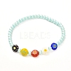 Millefiori Flat Round Beads Stretch Bracelet for Teen Girl Women BJEW-JB06934-4