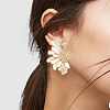 FIBLOOM 2 Sets 2 Color Alloy Flower Asymmetrical Earrings EJEW-FI0001-33-4