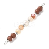 Faceted Round Natural Mixed Gemstone & Potato Natural Cultured Freshwater Pearl Beaded Connector Charms PALLOY-JF03532-4