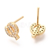 Brass Micro Pave Clear Cubic Zirconia Stud Earrings EJEW-O103-19G-2