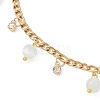 Cat Eye Round Tassel 304 Stainless Steel Twisted Chain Anklets for Women AJEW-AN00698-03-4