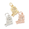 Brass Micro Pave Clear Cubic Zirconia Charms ZIRC-B010-35-1