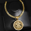 Hip-hop Style Zinc Alloy Crystal Rhinestone Pendant Cuban Link Chain Necklaces FS-WG425B8-01-1