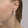 Clover Shape Rhodium Plated 925 Sterling Silver Cubic Zirconia Hoop Earrings YL5089-5