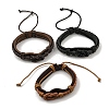Adjustable PU Leather & Waxed Braided Cord Bracelets BJEW-F468-18-1
