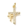 Brass Micro Pave Clear Cubic Zirconia Pendants CU-CBA9883-05D-G-1