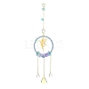 Teardrop Flower Glass & Acrylic Beads Suncatcher with 201 Stainless Steel Fairy Pendants HJEW-JM04988-02-1