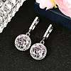 925 Sterling Silver Pave Cubic Zirconia Flat Round Hoop Earrings EJEW-C150-01C-02-1