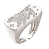 Adjustable Brass Micro Pave Clear Cubic Zirconia Open Cuff Rings ZIRC-I049-34-2