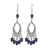 Halloween Skull Dyed Synthetic Turquoise & Alloy Dangle Earrings EJEW-JE05890-04-1