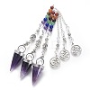 Chakra Jewelry Natural Amethyst Cone Dowsing Pendulums G-G771-E02-1