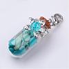 Clear Glass Bottle Natural & Synthetic Mixed Stone Pendants Decorations HJEW-JM00227-2