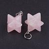 Natural Rose Quartz Pendants G-E398-02L-1