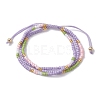 Adjustable Glass Seed Beaded Triple Layer Multi-strand Bracelet BJEW-MZ00048-03-1