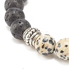 Natural Lava Rock & Gemstone Stretch Bracelet with Alloy Jesus Beads BJEW-JB08013-8