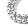 UV Plating Pearlized Glass Pearl Beads Strands GLAA-F128-01A-T12-3