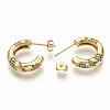 Brass Micro Pave Colorful Cubic Zirconia Stud Earrings EJEW-S208-051-3