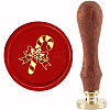 Christmas Brass Wax Seal Stamp with Handle AJEW-WH0184-0644-1