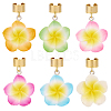12Pcs 6 Colors Flower Resin Stethoscope Pendant Decorations HJEW-SP0001-55-7