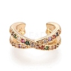 Brass Micro Pave Cubic Zirconia Cuff Earrings EJEW-M195-02G-3
