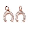 CZ Brass Micro Pave Cubic Zirconia Horse Shoe Charms ZIRC-L018-13RG-1