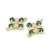 Brass Pave Cubic Zirconia Connector Charms KK-G462-45KCG-01-2