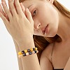 Natural Yellow Jade Round Beaded Stretch Bracelet BJEW-SW00077-01-3