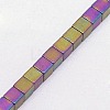 Electroplate Non-magnetic Synthetic Hematite Beads Strands G-J170B-4x4mm-04-3