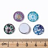 Printed Glass Flat Round Cabochons GGLA-N004-12mm-G-WH-5