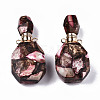 Assembled Synthetic Bronzite and Imperial Jasper Openable Perfume Bottle Pendants G-S366-060E-2