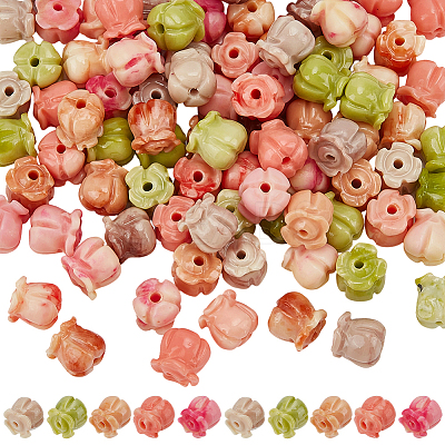 100Pcs 5 Colors Synthetic Coral Beads CORA-SP0001-20-1