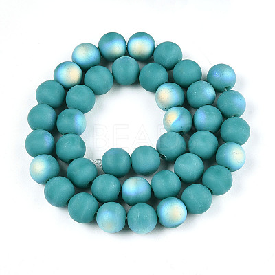 Frosted Opaque Glass Beads Strands GLAA-T032-P10mm-MBB12-1