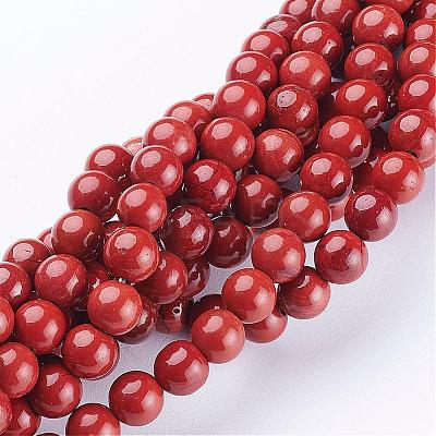 Grade AB+ Natural Red Jasper Round Beads Strands GSR6mmC011-1