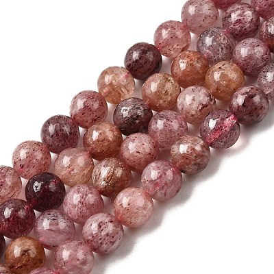 Natural Strawberry Quartz Beads Strands G-J373-16-8mm-1
